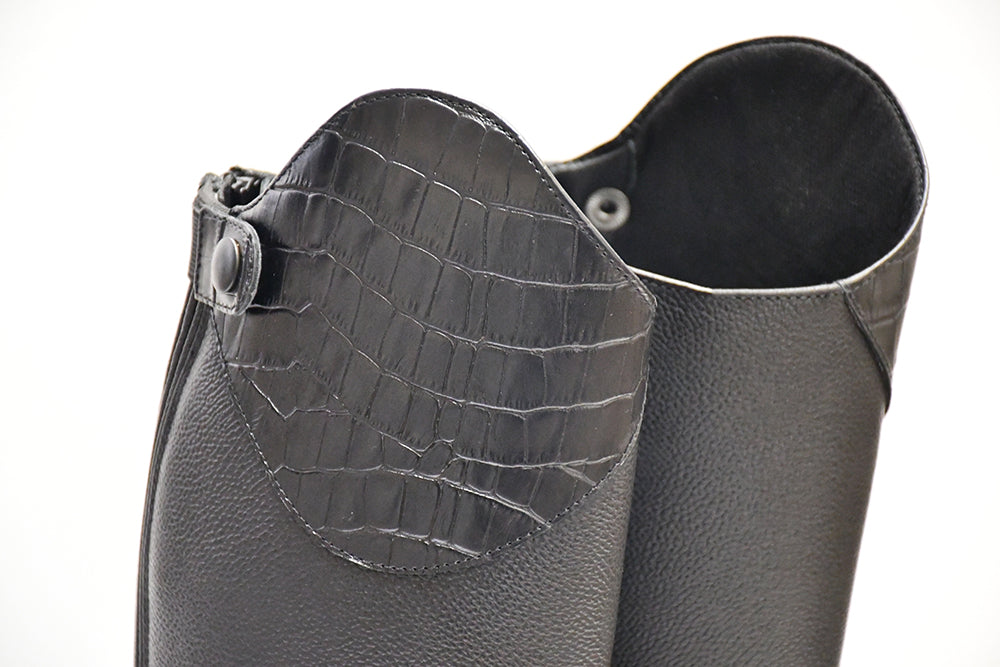 Rhinegold De-Luxe Leather Riding Boots With Mock Croc Trim
