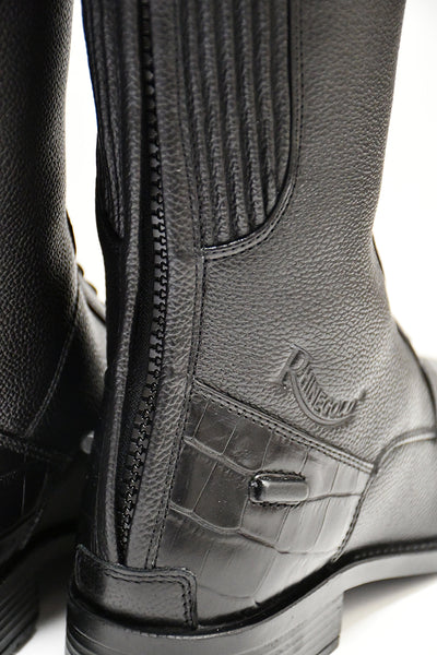 Rhinegold De-Luxe Leather Riding Boots With Mock Croc Trim