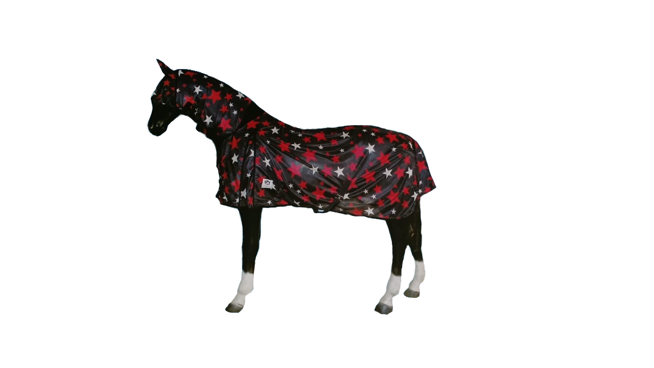 Horse Masters Navy Red White Stars Fly Rug FREE MASK