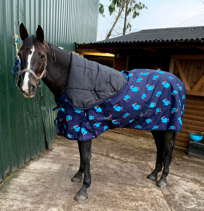 Horse Masters Duck Animal Print Combo Turnout Lightweight Rug 100g Grey