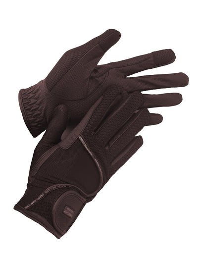 Horse Masters Leather-style, Air Mesh and Lycra Riding Gloves with Touchscreen Compatible