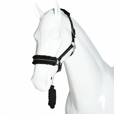 Best On Horse Fluffy Fleece Diamantine Headcollar and Leadrope