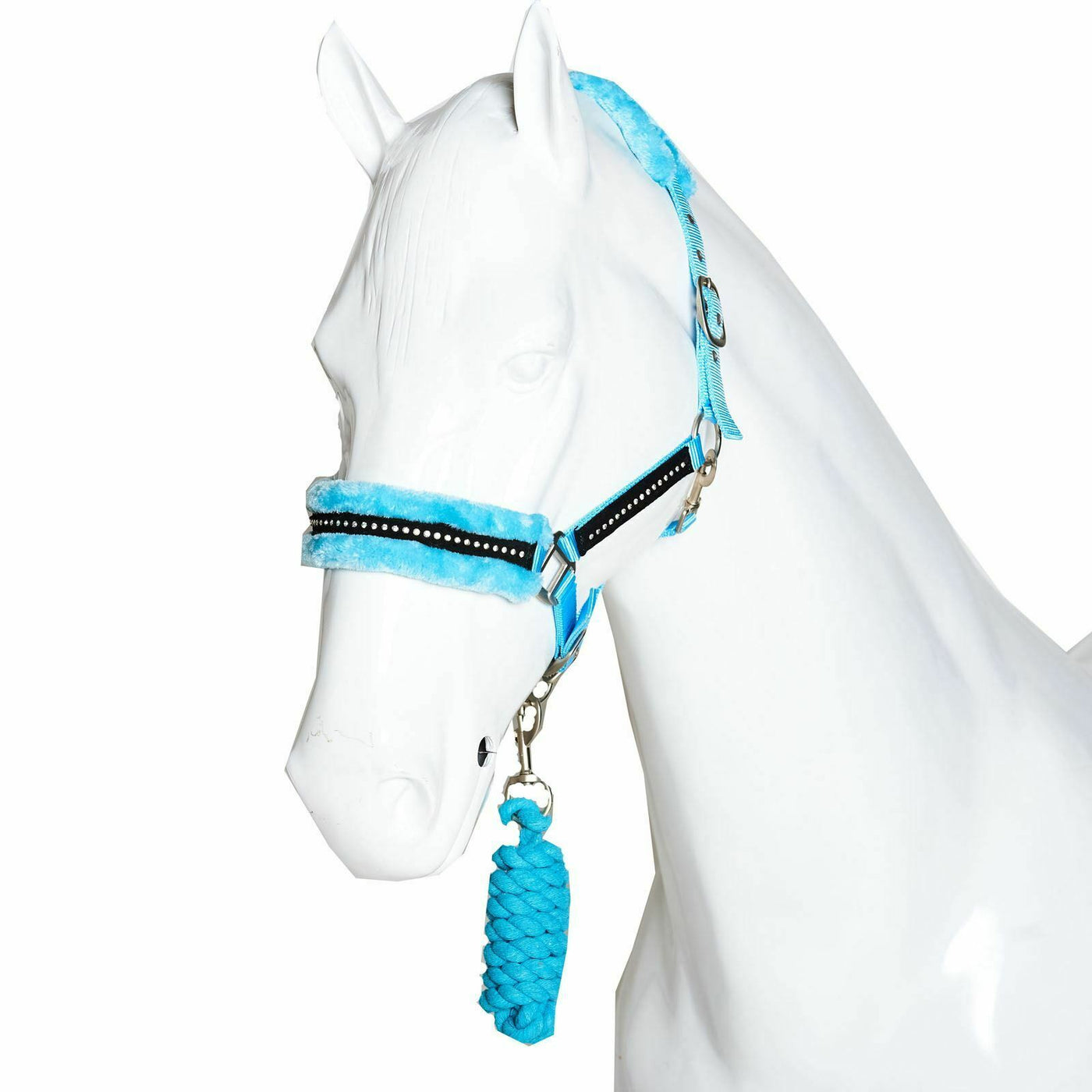 Best On Horse Fluffy Fleece Diamantine Headcollar and Leadrope