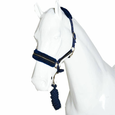 Best On Horse Fluffy Fleece Diamantine Headcollar and Leadrope