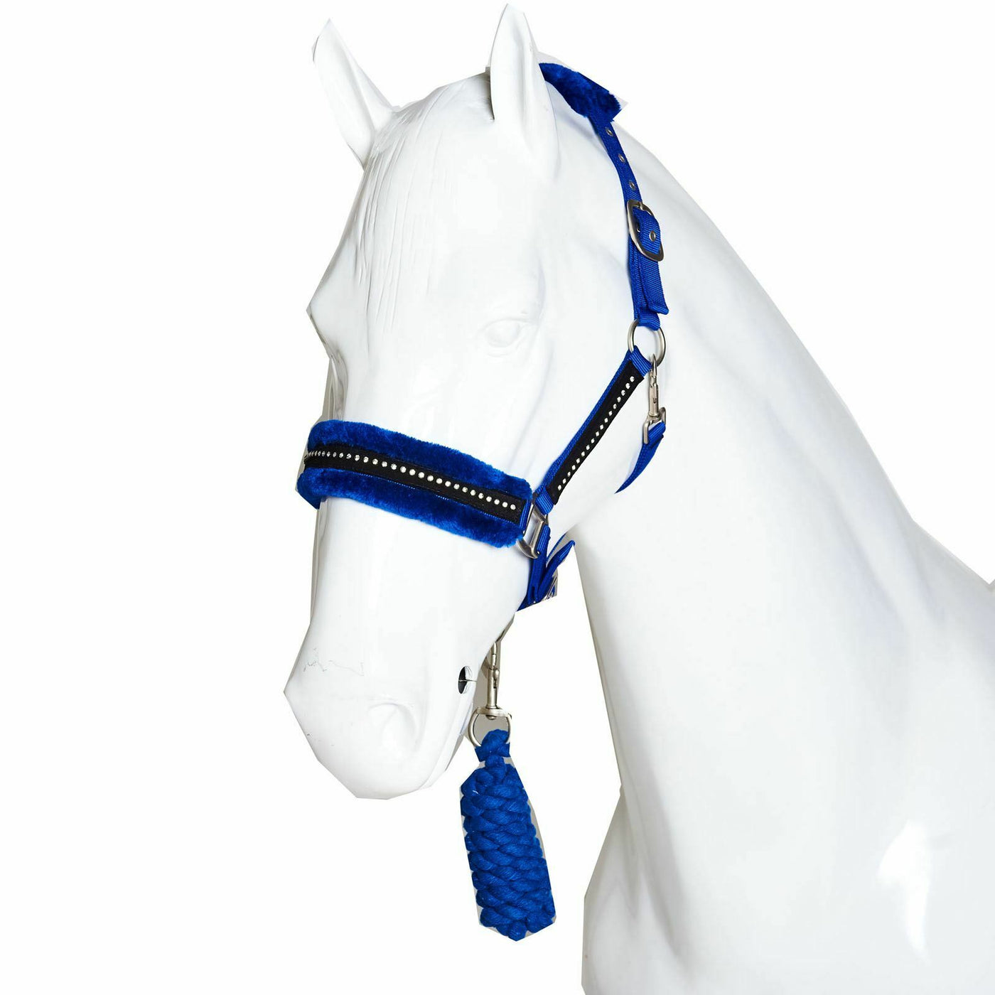 Best On Horse Fluffy Fleece Diamantine Headcollar and Leadrope