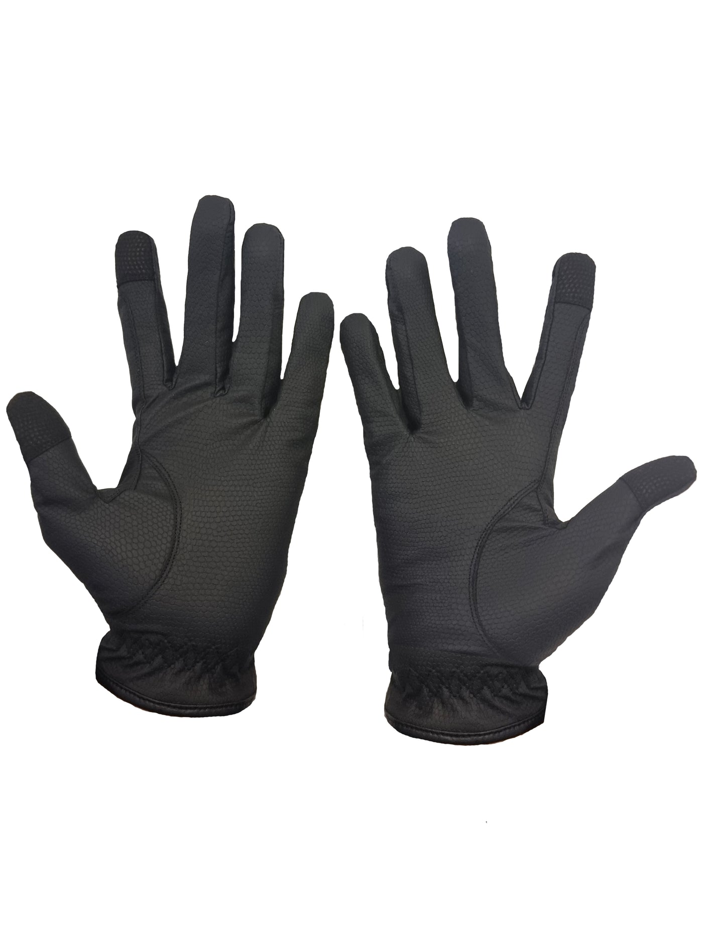 Horse Masters Leather-style, Air Mesh and Lycra Riding Gloves with Touchscreen Compatible